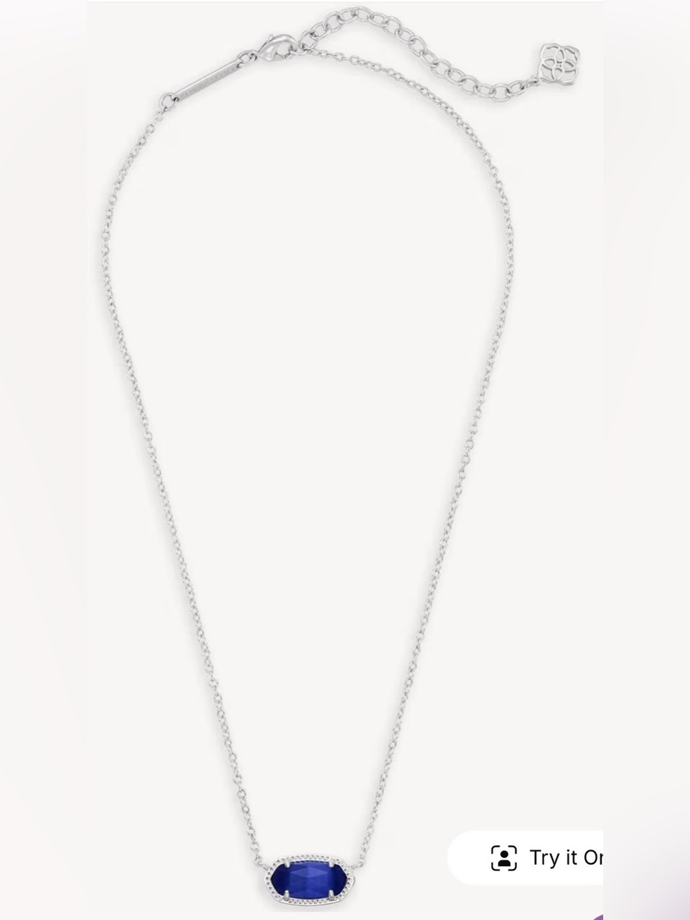 Kendra Scott Elisa Silver Pendant Necklace in Cobalt Cats Eye